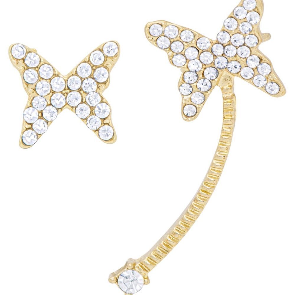 Elegant Gold Butterfly Crystal Earrings